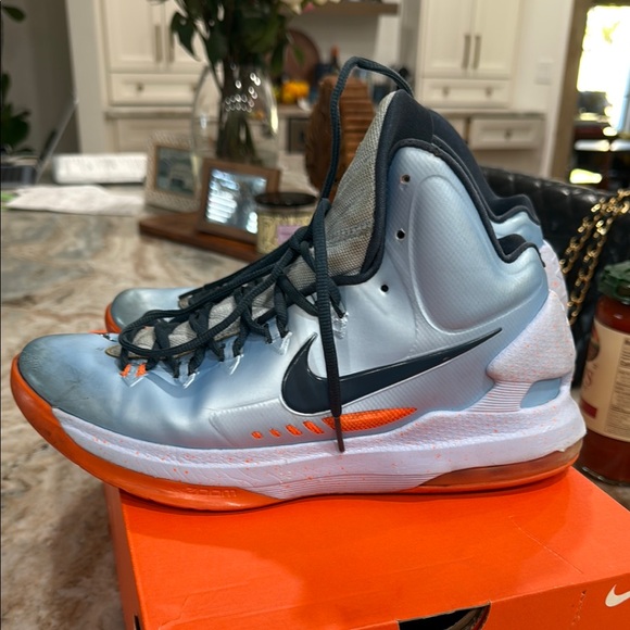 Nike KD V ice Blue and Orange High-Top Sneakers squadron 2013 10.5 - Picture 11 of 13